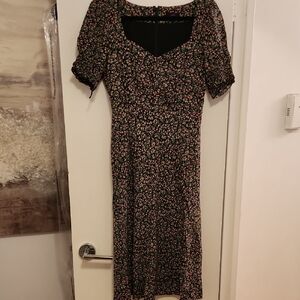 J. Crew Black Floral Midi Dress